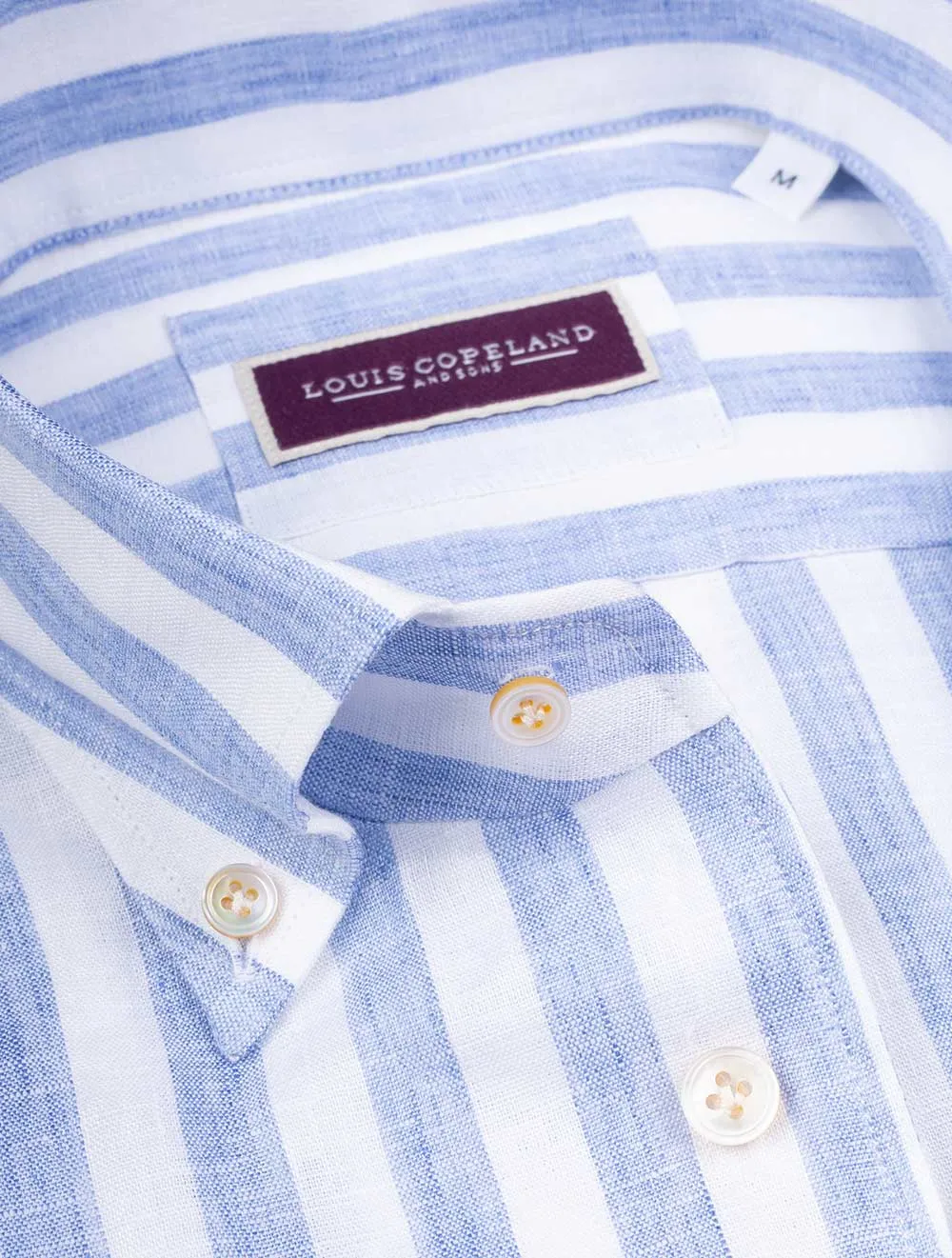 Linen Stripe Buttondown Shirt Blue