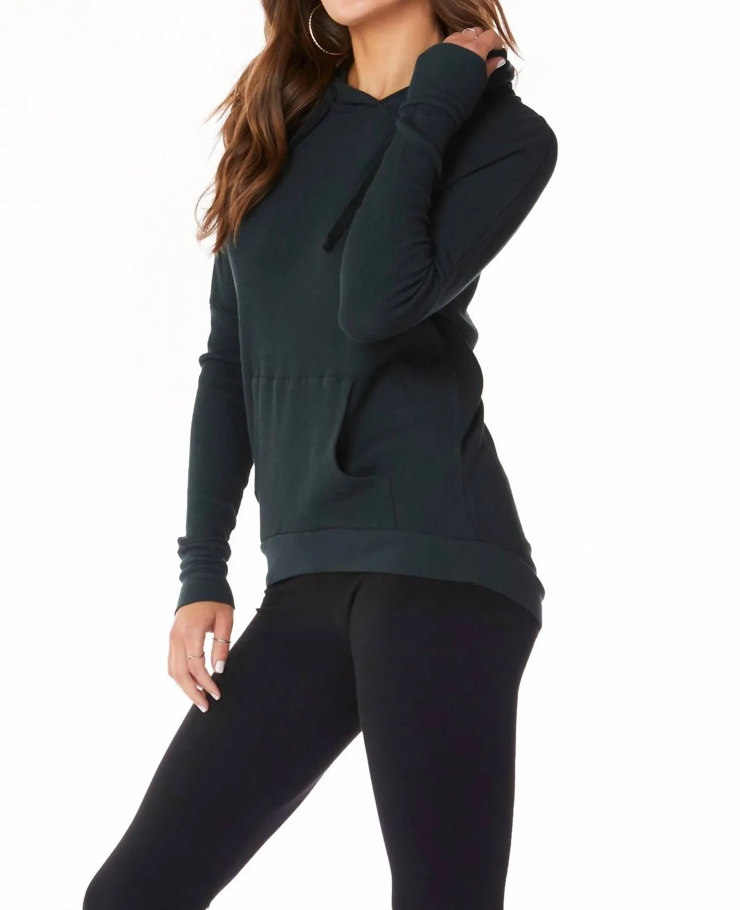 Long Sleeve Pocket Hoodie In Black