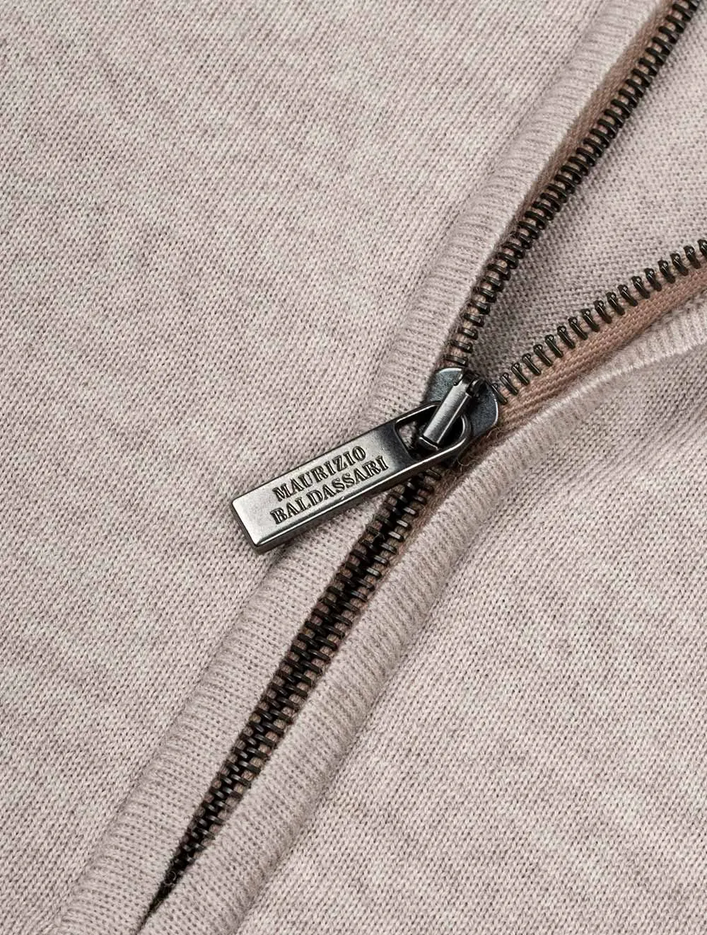 Long Sleeve Polo Zip Taupe Gray