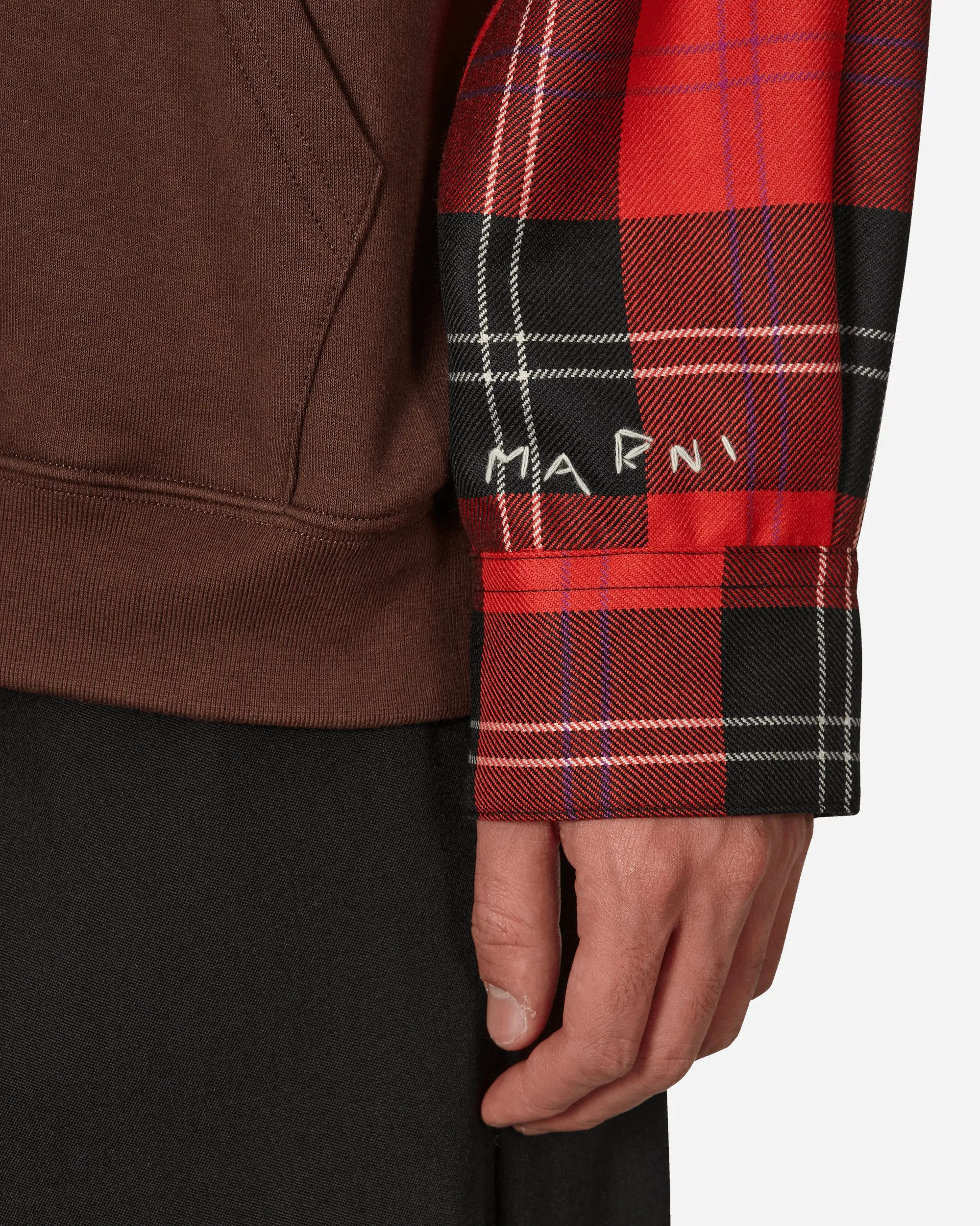 Long-Sleeved Hooded Sweatshirt Brown