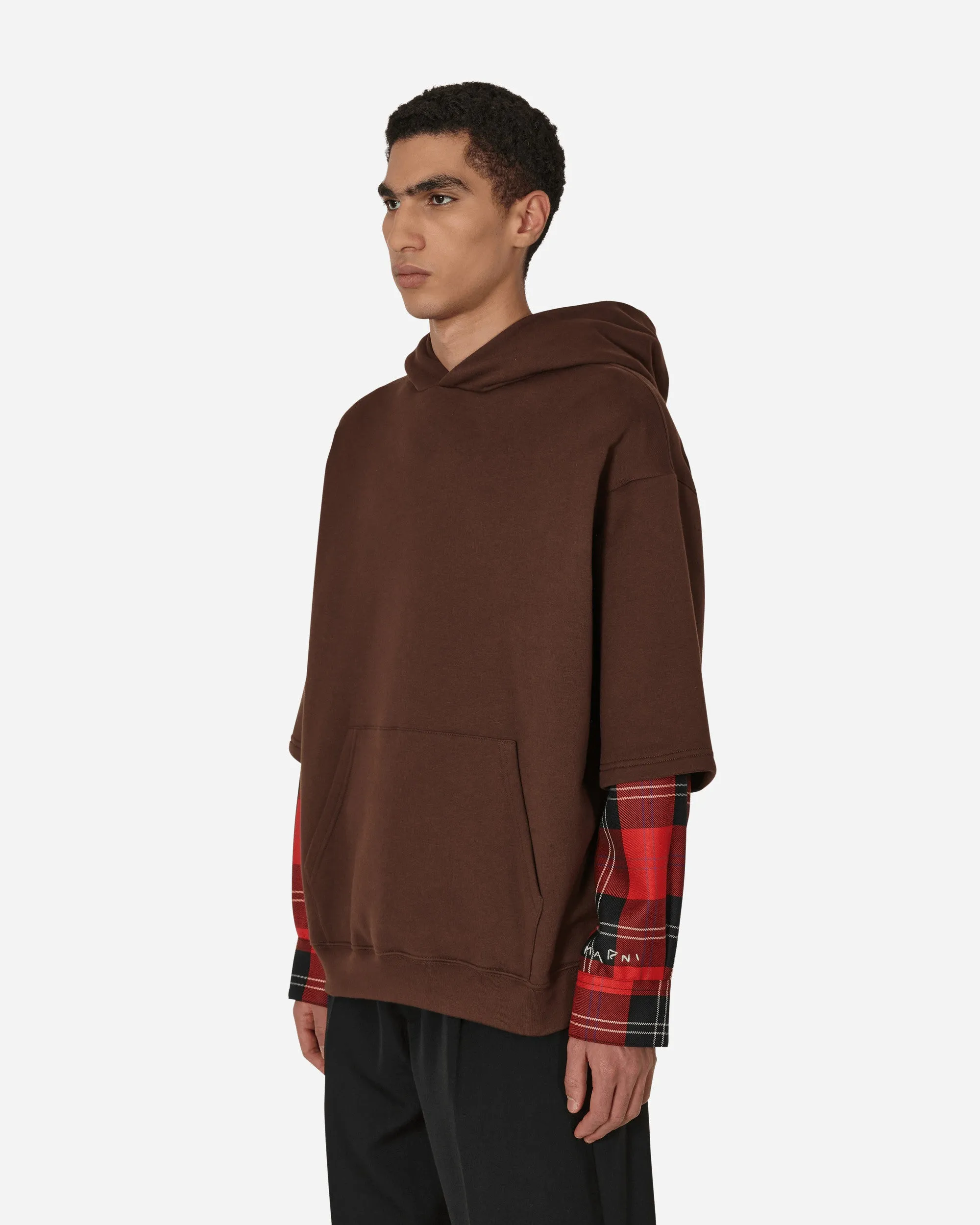 Long-Sleeved Hooded Sweatshirt Brown