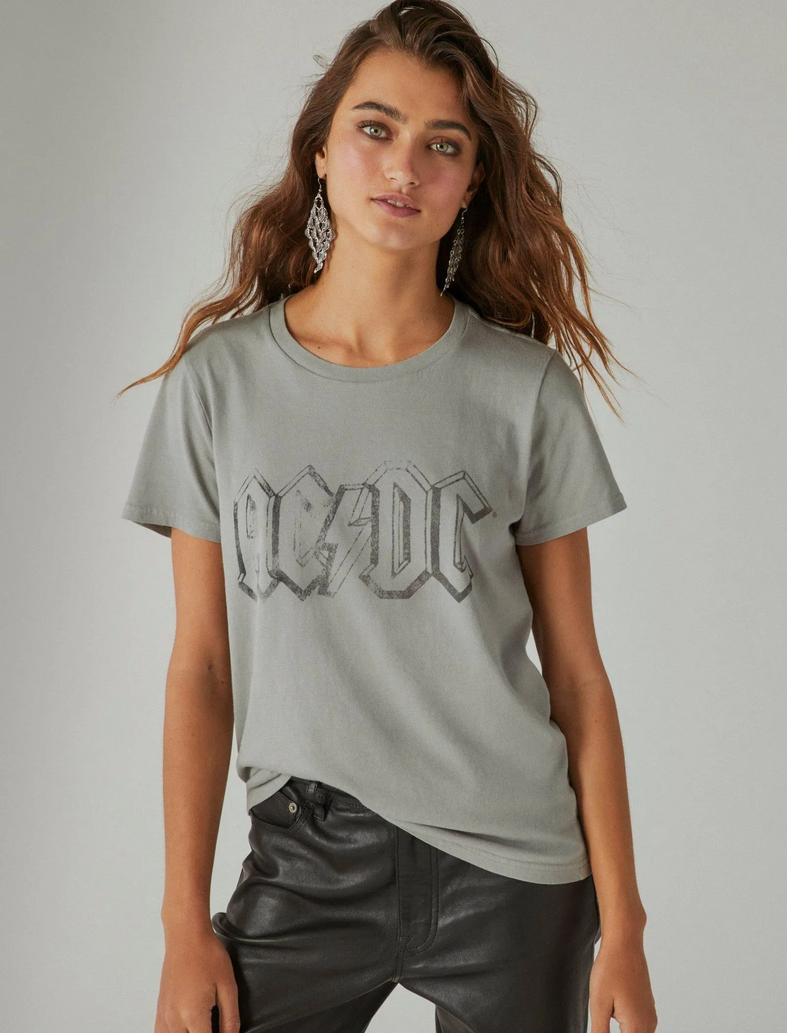Lucky Brand Acdc Crew Tee Neutral Grey Lucky Brand