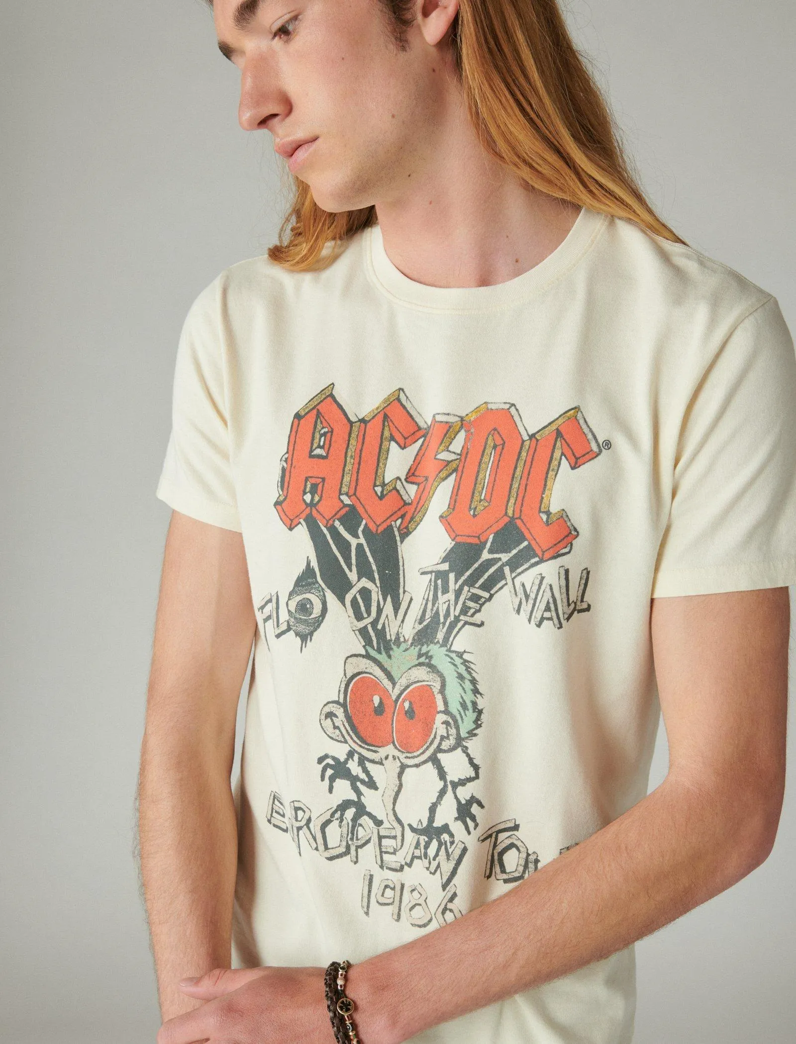 Lucky Brand Acdc Fly Tour Tee Whitecap Gray Lucky Brand