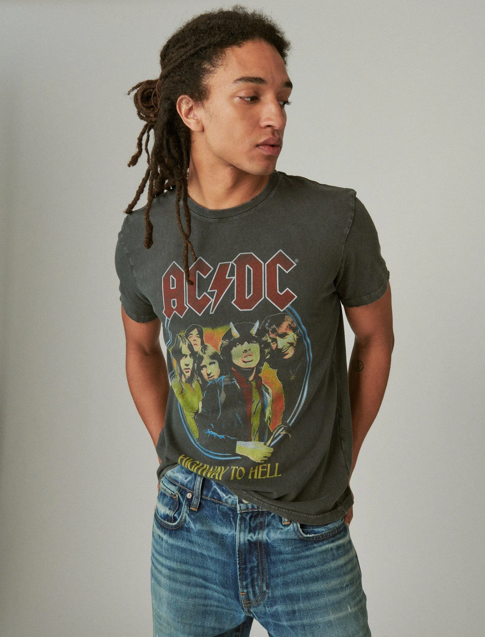 Lucky Brand Acdc Highway To Hell Graphic Tee Jet Black Lucky Brand
