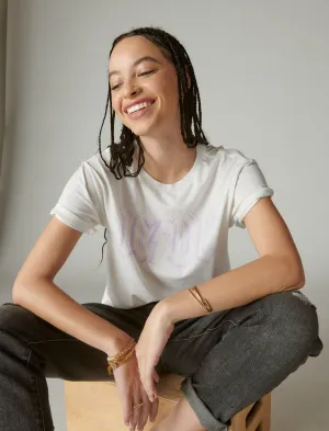 Lucky Brand Acdc Lrg Boyfriend Tee Snow White Lucky Brand