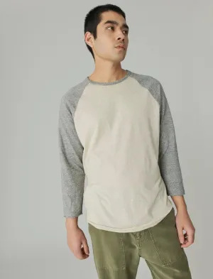 Lucky Brand Baseball Long Sleeve Tee Grey Heather Multi Lucky Brand