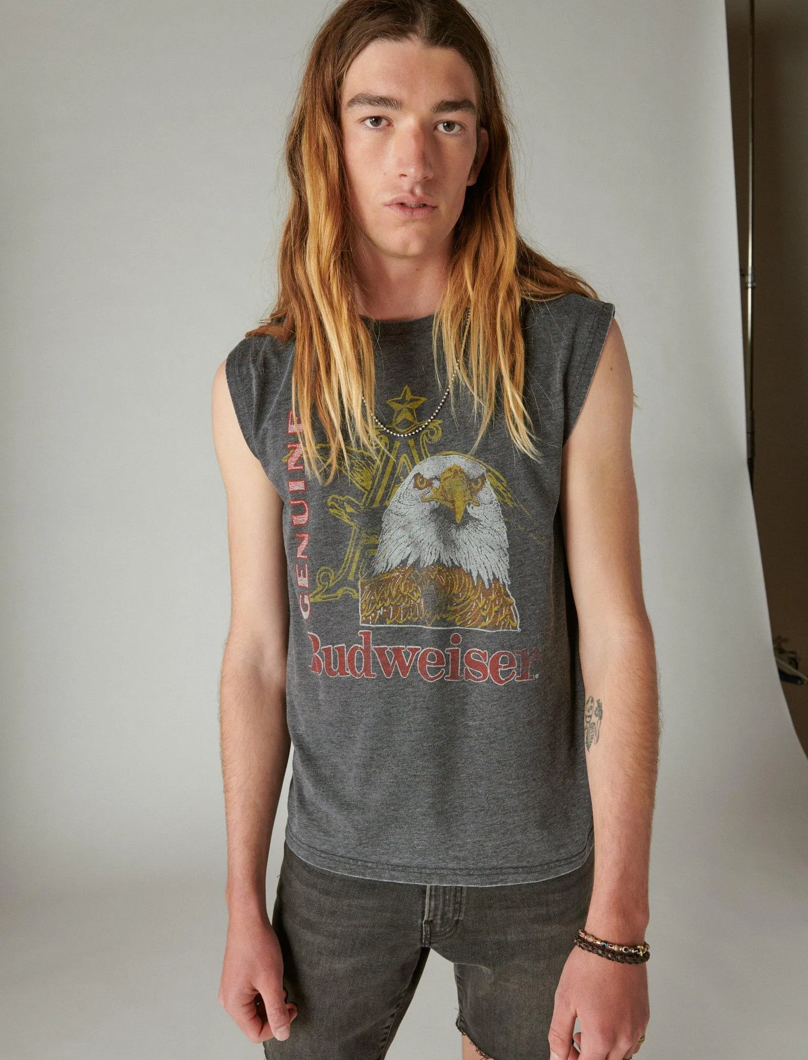 Lucky Brand Budweiser Eagle Muscle Tee Jet Black Lucky Brand