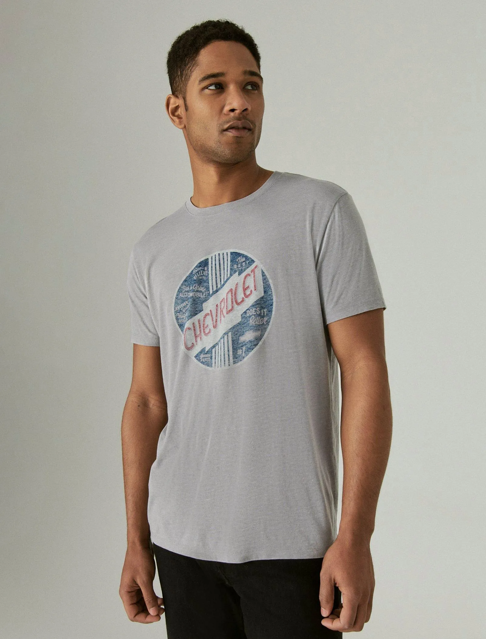 Lucky Brand Chevy Logo Graphic Tee Heather Grey Lucky Brand