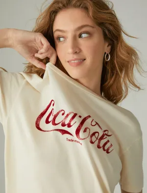 Lucky Brand Coca Cola Classic Boyfriend Tee White Cap Lucky Brand