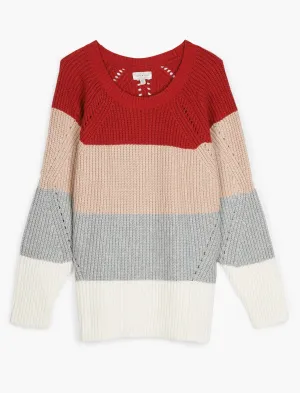 Lucky Brand Crew Neck Pointelle Sweater Multi Lucky Brand