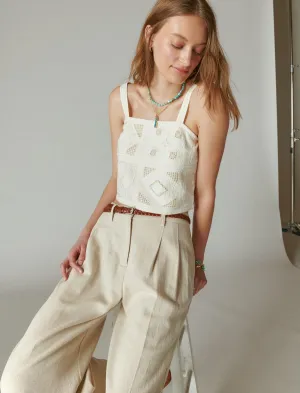 Lucky Brand Embroidered Crop Top Turtledove Lucky Brand