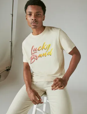 Lucky Brand Lucky Brush Logo Graphic Tee Birch Lucky Brand