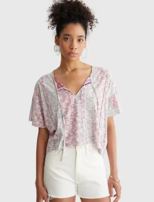 Lucky Brand Pintuck Hi-Low Top Purple Multi Lucky Brand