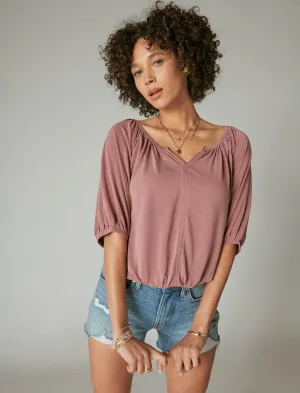 Lucky Brand Sandwash Peasant Top Rose Brown Lucky Brand