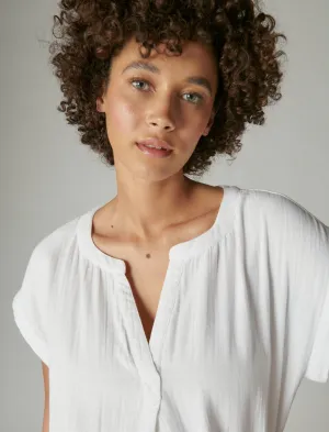 Lucky Brand Short Sleeve Popover Shirt Bright White Lucky Brand