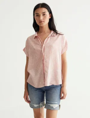 Lucky Brand Short Sleeve Tie Front Shirt Mellow Rose Lucky Brand