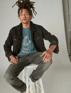 Lucky Brand Skeleton Biker Tee Dark Slate Lucky Brand