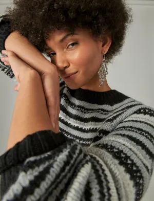 Lucky Brand Spacedye Crew Sweater Black And Grey Combo Lucky Brand