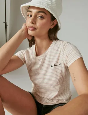 Lucky Brand Striped Baby Tee Pink Stripe Lucky Brand
