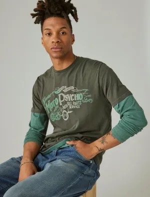 Lucky Brand Sturgis Ombre Moto Grapic Tee Raven Lucky Brand