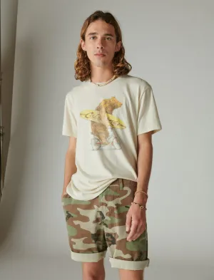 Lucky Brand Surf Bear Tee Silver Birch Lucky Brand