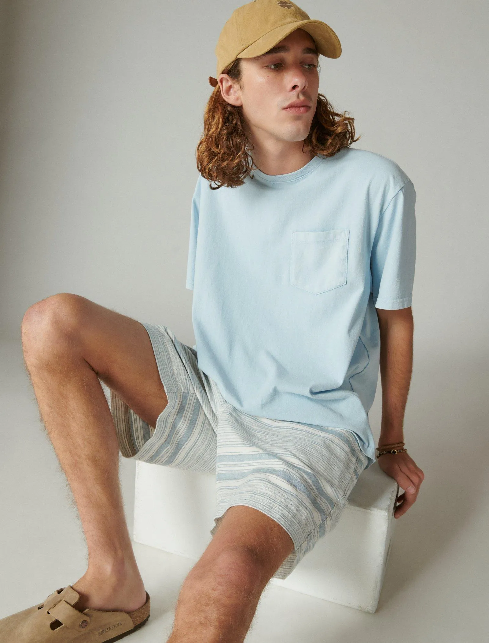Lucky Brand Washed Cotton Short Sleeve Pocket Crew Neck Tee Summer Song Lucky Brand
