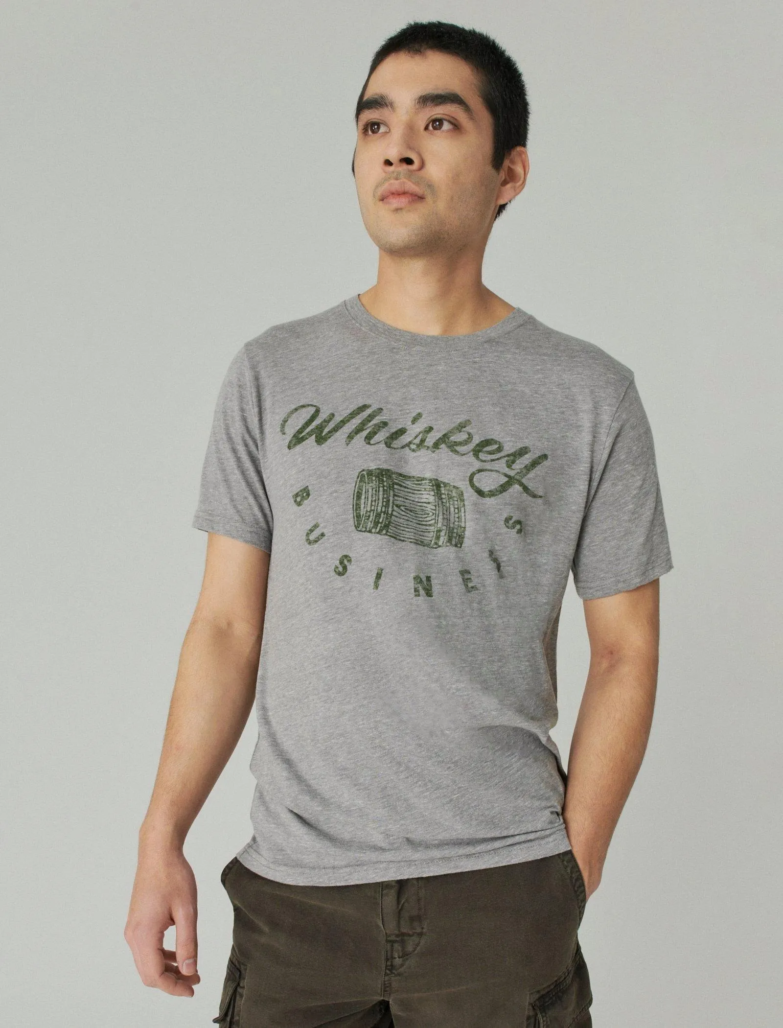 Lucky Brand Whiskey Business Graphc Tee Grey Lucky Brand
