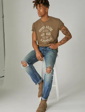 Lucky Brand Yellowstone Never Drink And Ride A Buffalo Tee Teak Lucky Brand