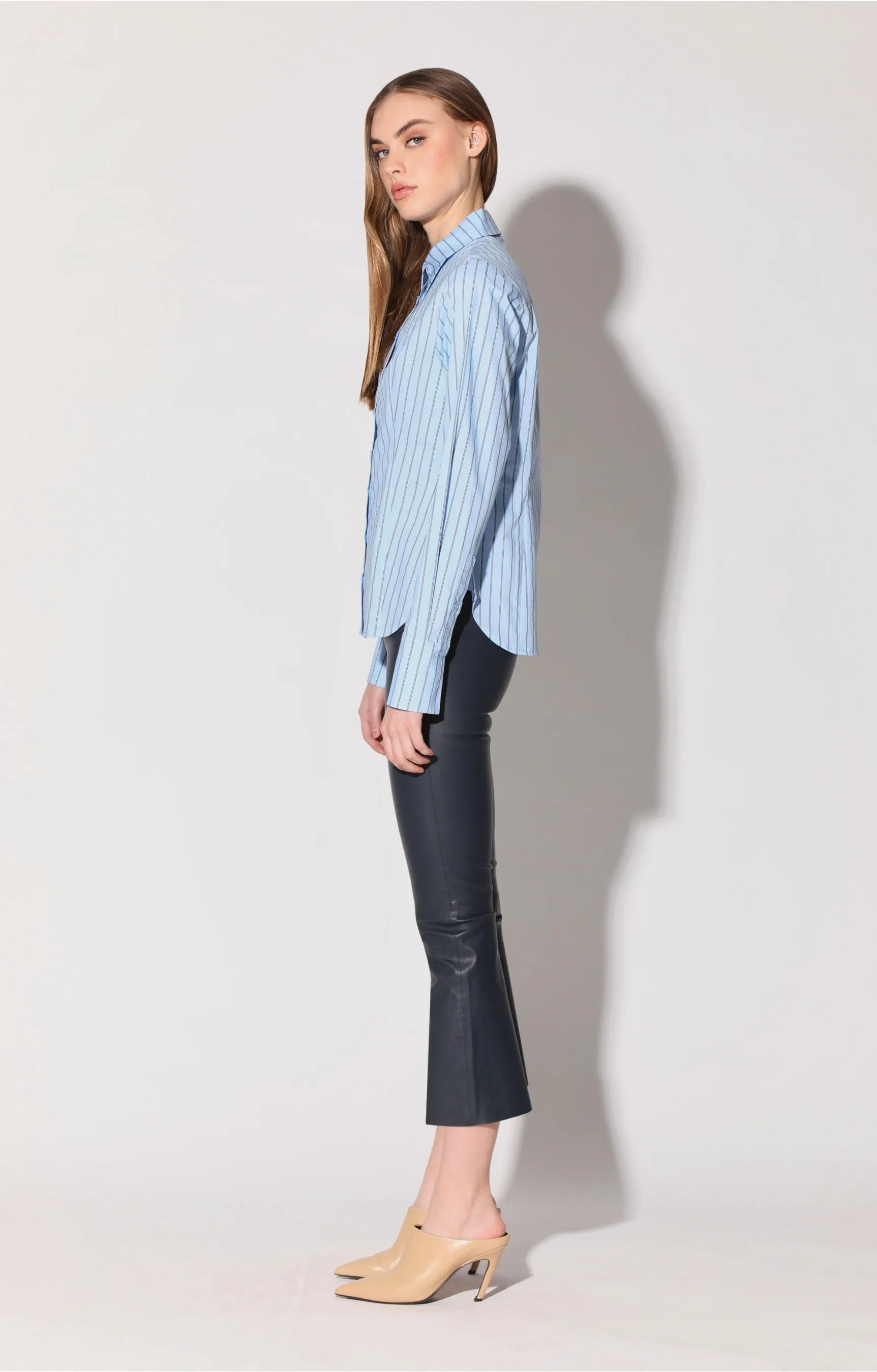 Luisa Pant, Navy - Stretch Leather