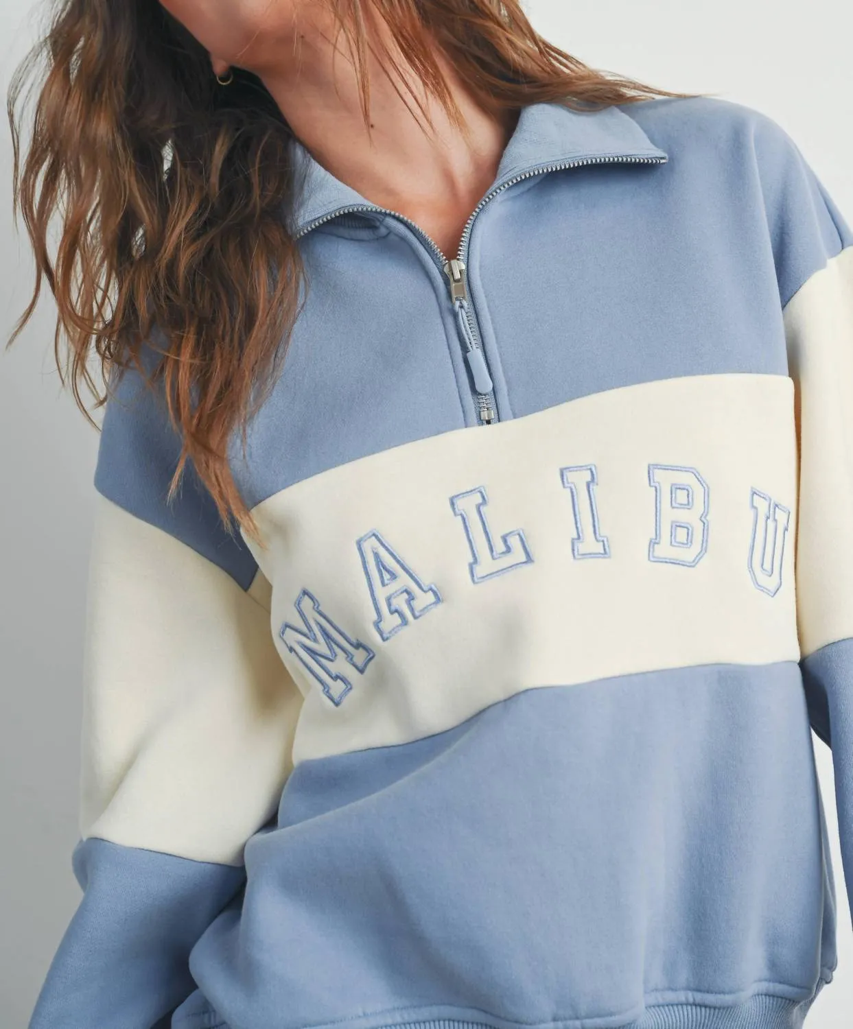 Malibu Sweatshirt In Blue/ivory