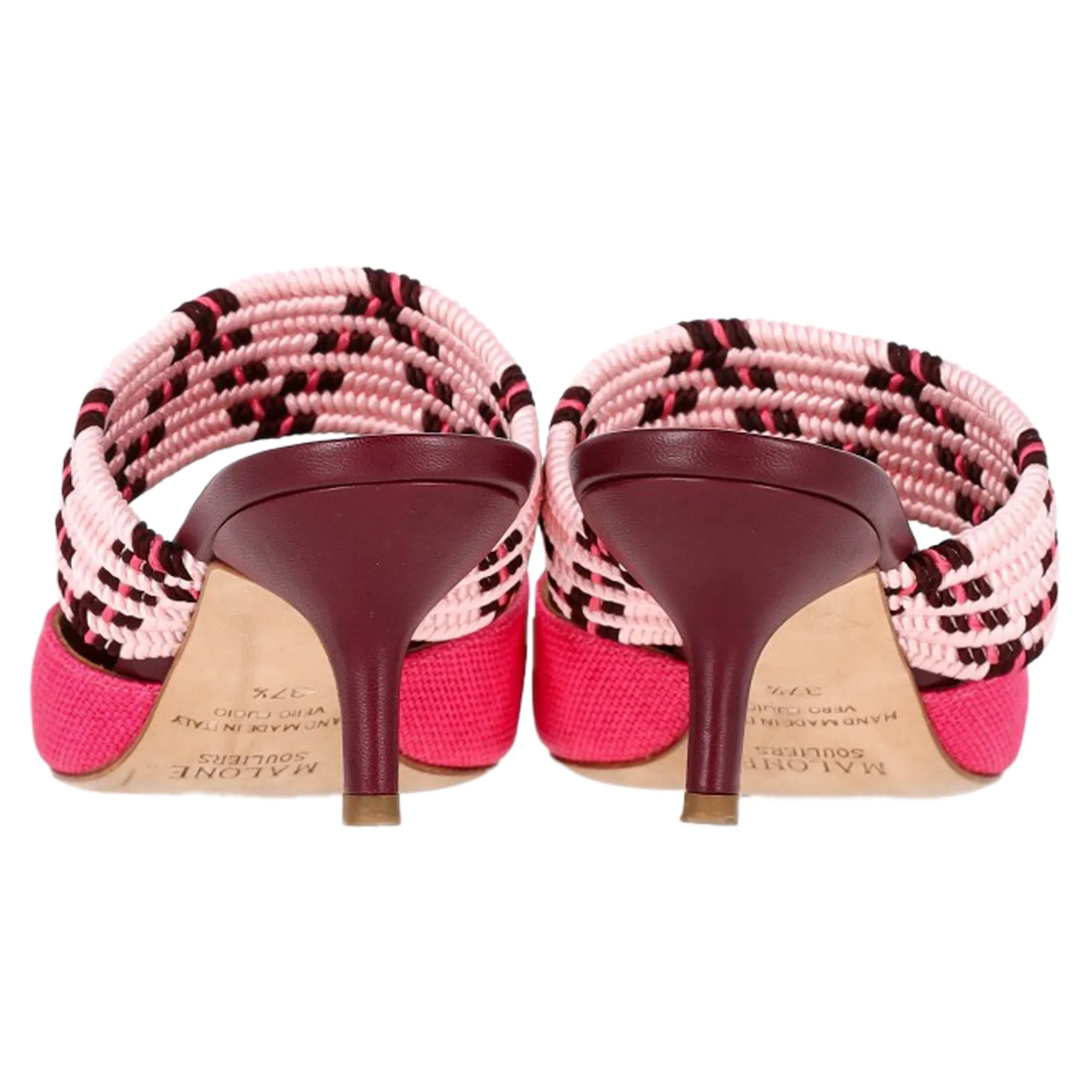 Malone Souliers Woven Maisie Sandals in Pink Raffia