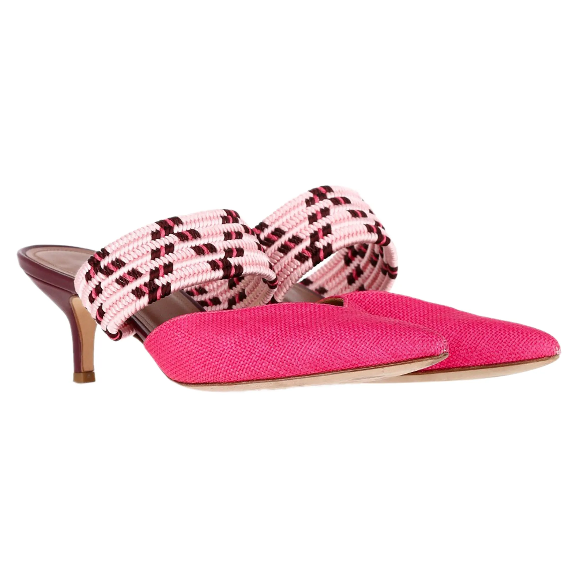 Malone Souliers Woven Maisie Sandals in Pink Raffia