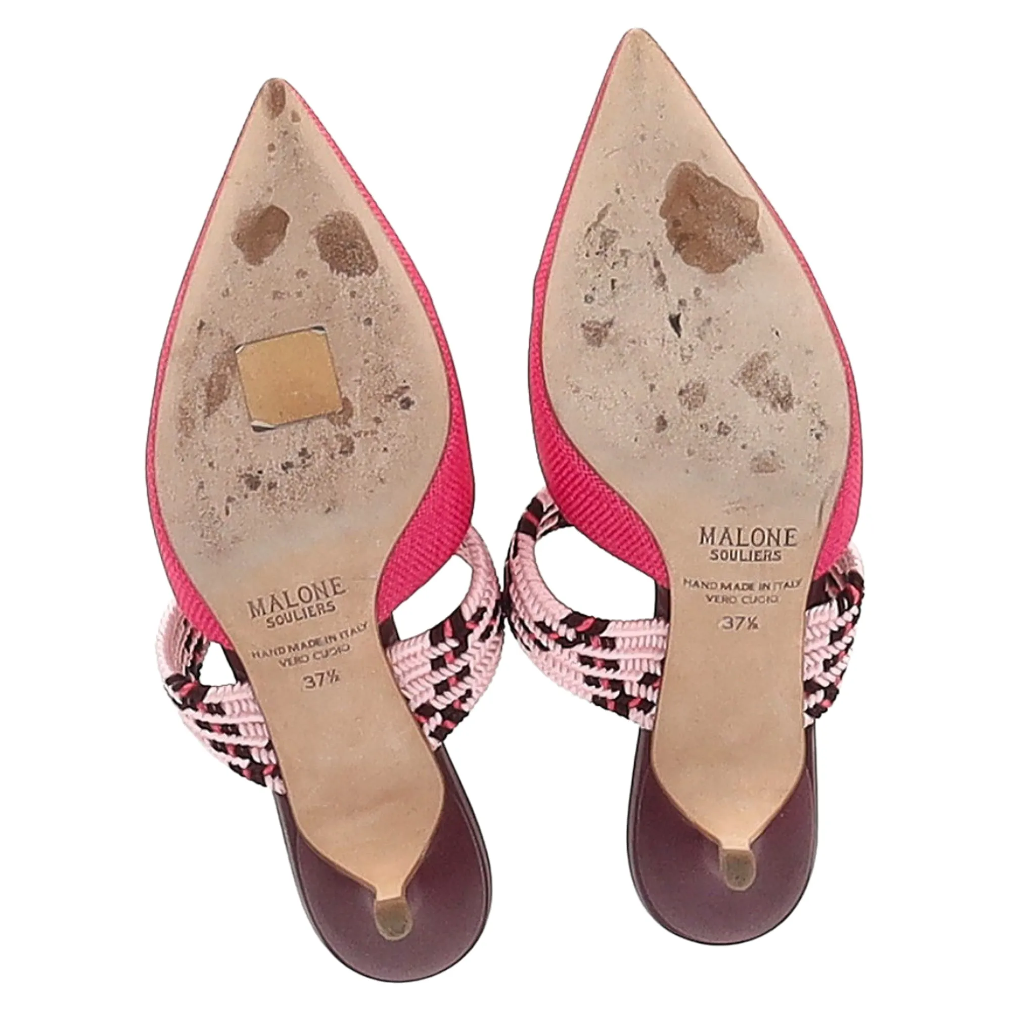 Malone Souliers Woven Maisie Sandals in Pink Raffia