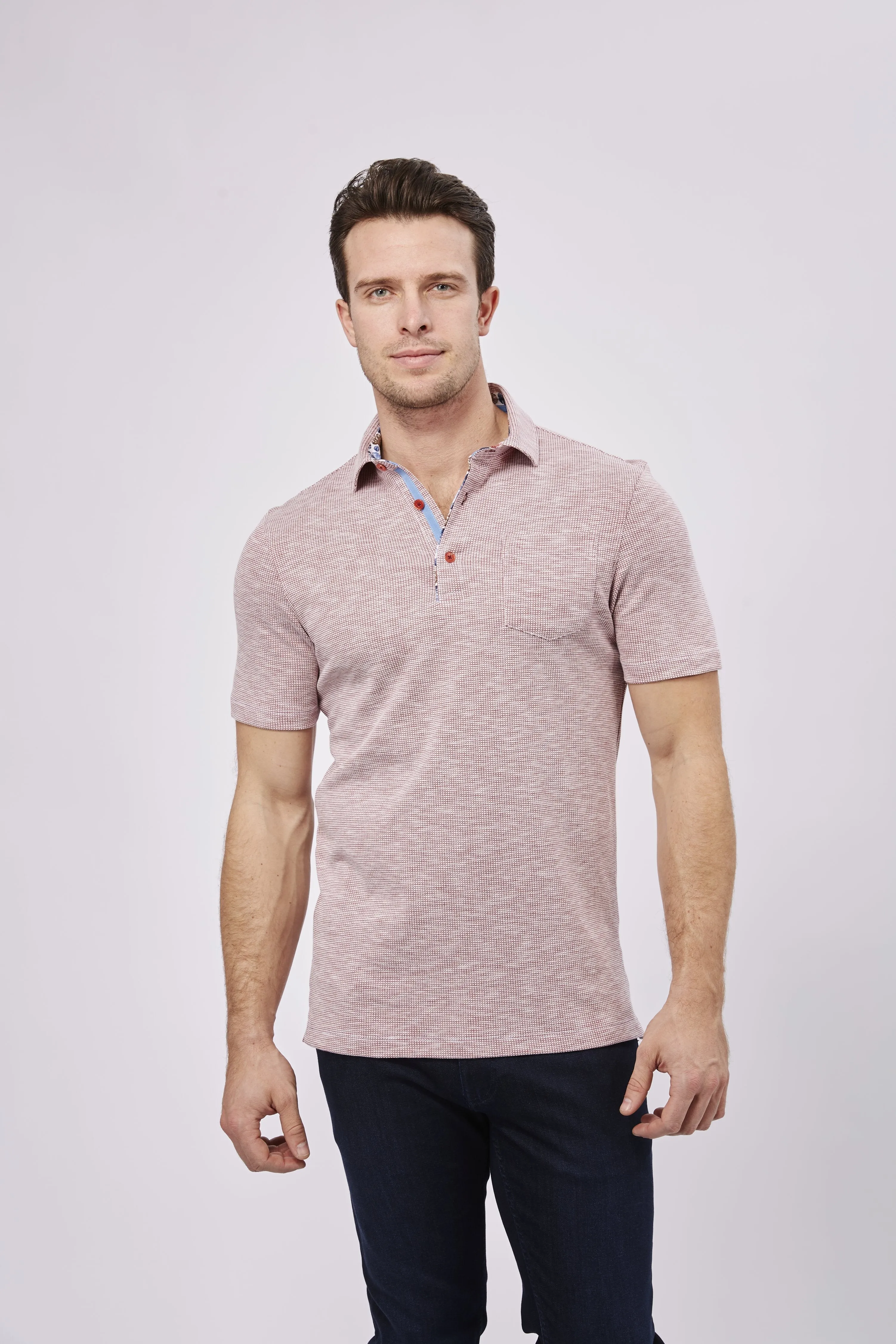 MC Red and White Knit Polo