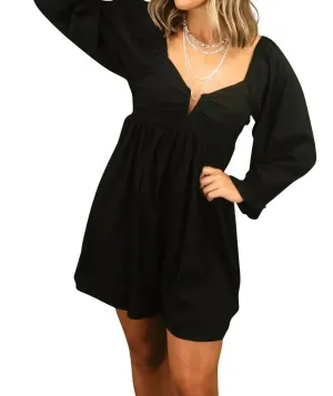 Melanie V-Wire Sweetheart Neckline Romper In Black
