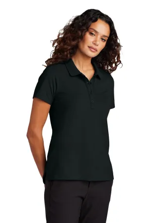 Mercer Mettle Womens Moisture Wicking Short Sleeve Polo Shirt - Deep Black
