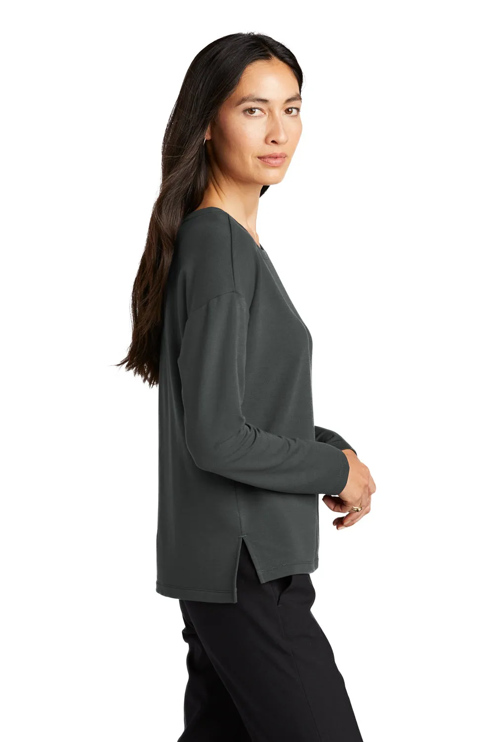 Mercer Mettle Womens Stretch Drop Shoulder Wide Crewneck Sweatshirt - Anchor Grey