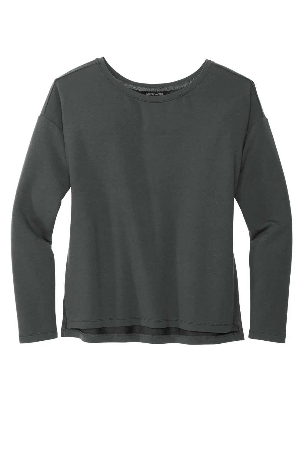 Mercer Mettle Womens Stretch Drop Shoulder Wide Crewneck Sweatshirt - Anchor Grey