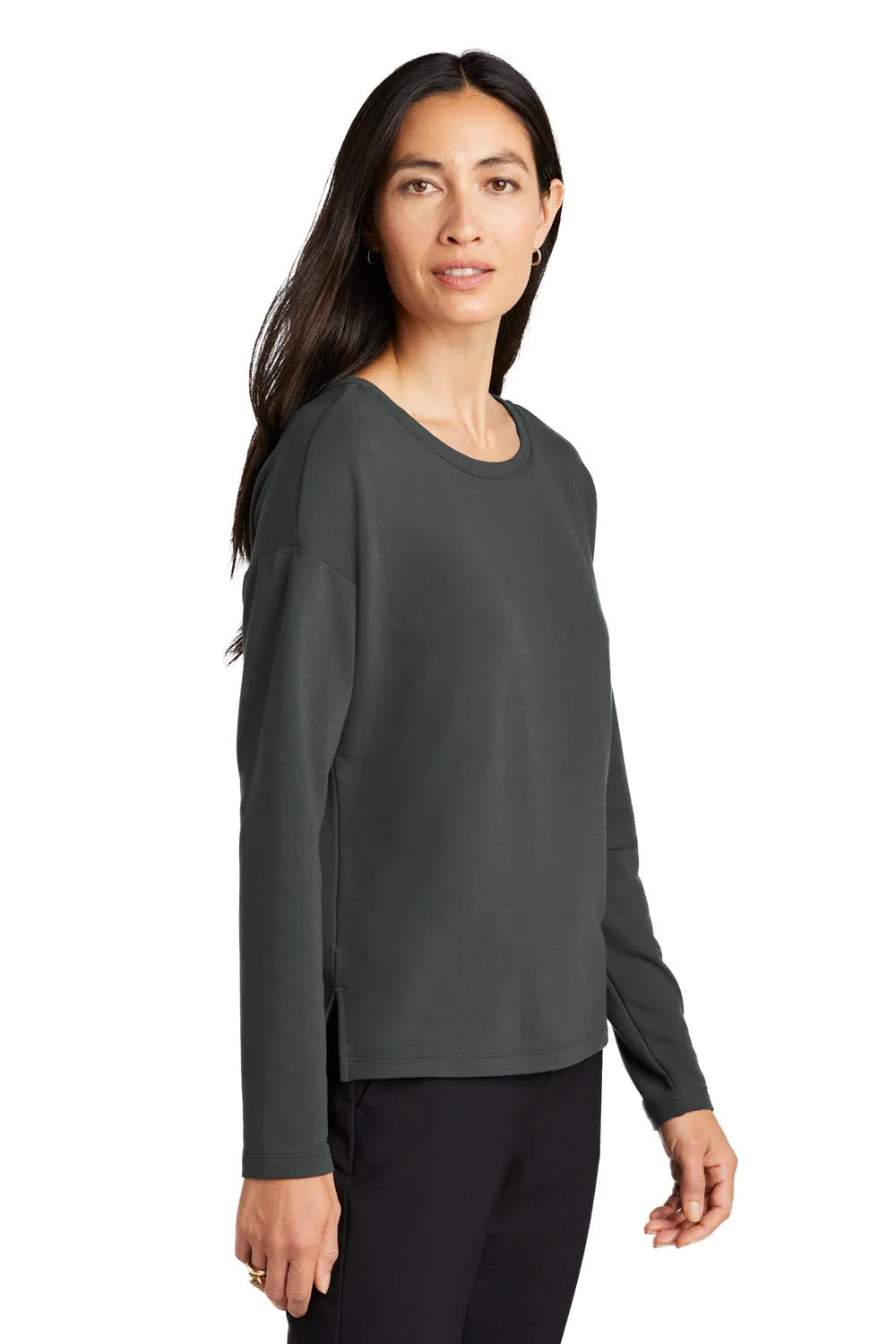 Mercer Mettle Womens Stretch Drop Shoulder Wide Crewneck Sweatshirt - Anchor Grey