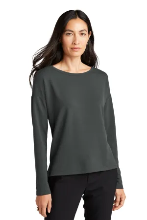 Mercer Mettle Womens Stretch Drop Shoulder Wide Crewneck Sweatshirt - Anchor Grey