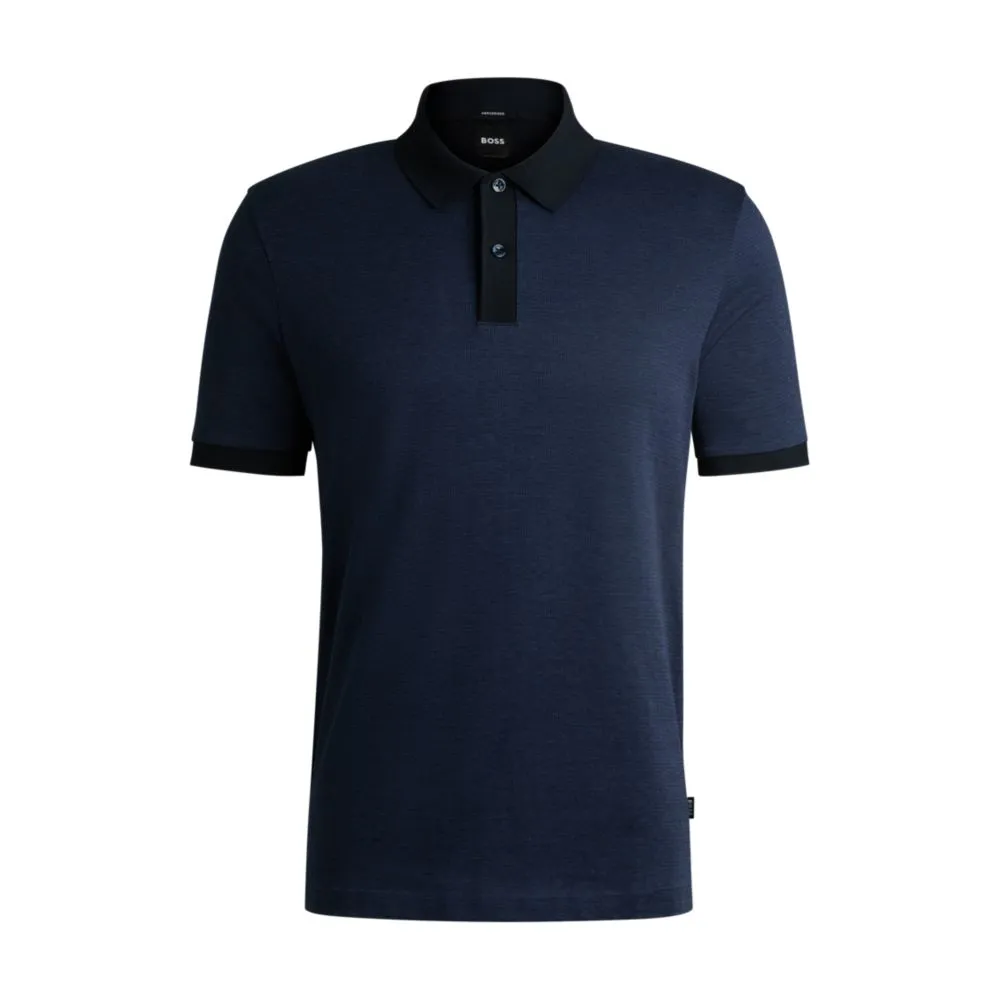 Mercerized-cotton polo shirt with micro pattern