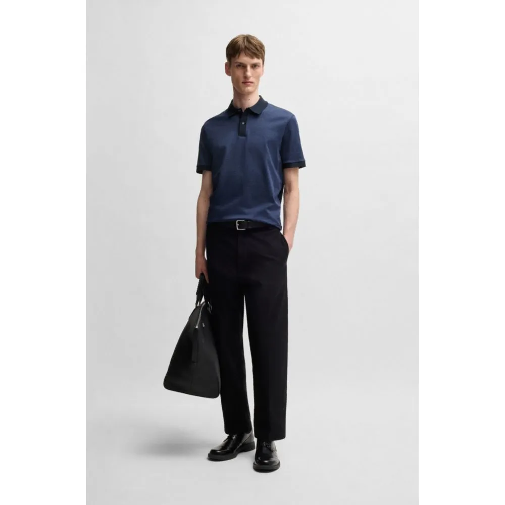 Mercerized-cotton polo shirt with micro pattern