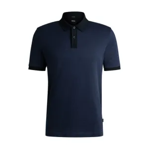 Mercerized-cotton polo shirt with micro pattern