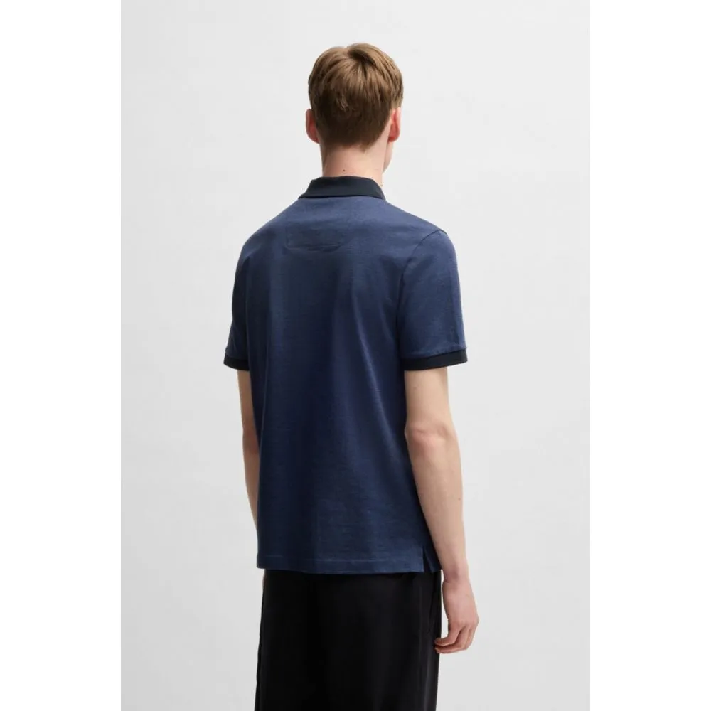 Mercerized-cotton polo shirt with micro pattern