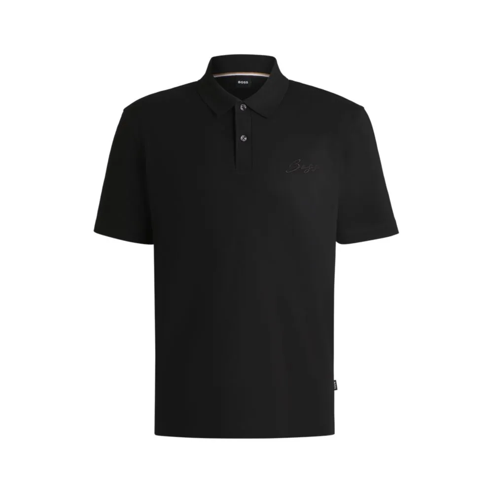 Mercerized-cotton polo shirt with script logo