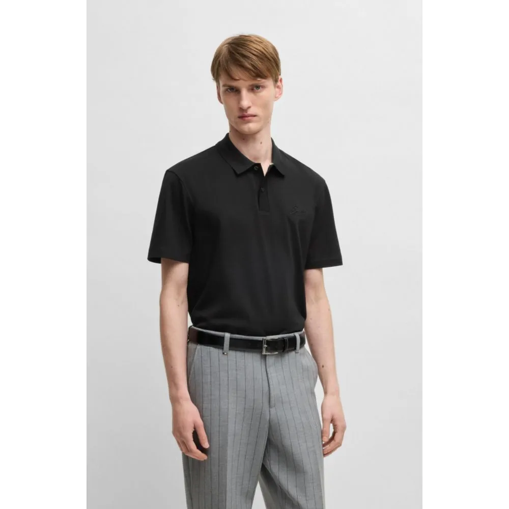 Mercerized-cotton polo shirt with script logo