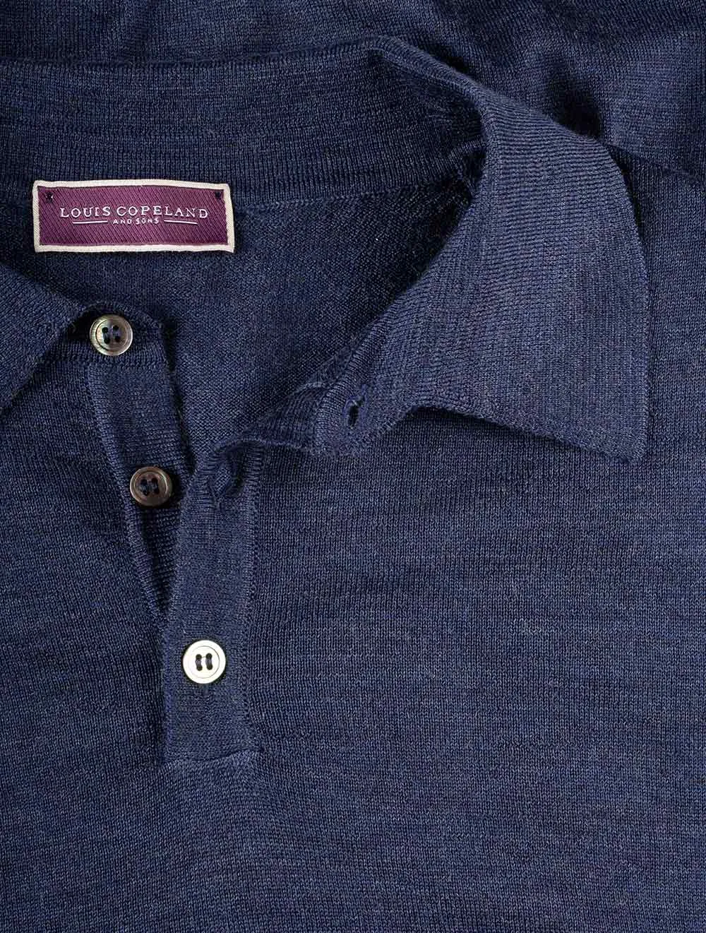 Merino Wool Polo Blue