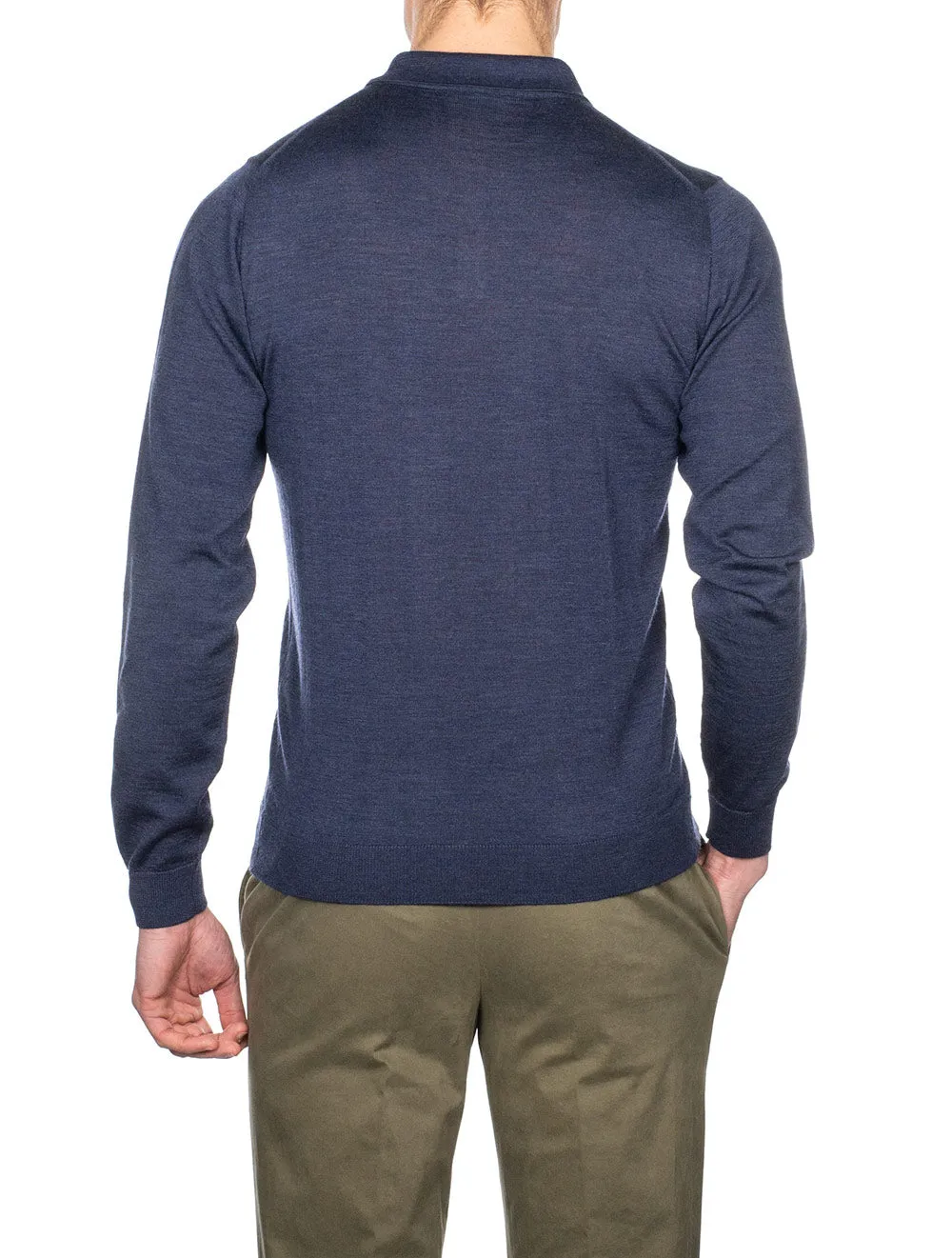 Merino Wool Polo Blue