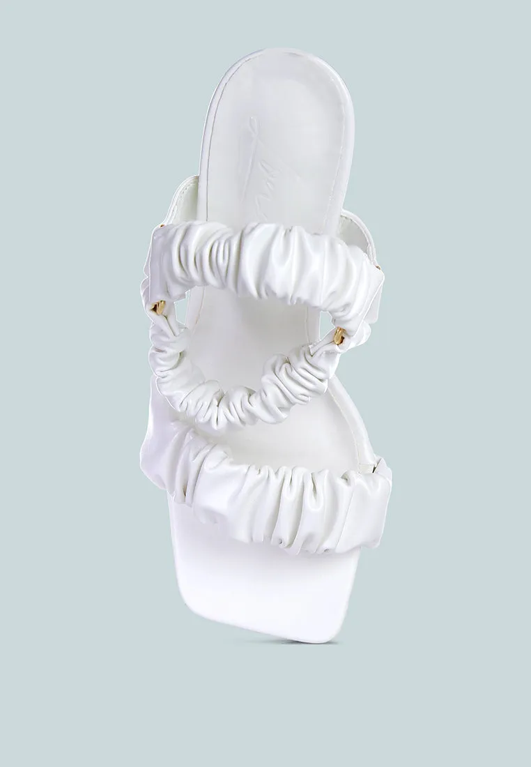 merker ruched spool heel casual sandals