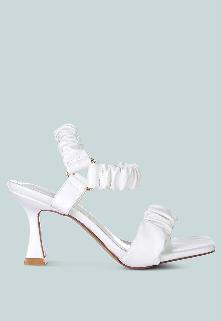 merker ruched spool heel casual sandals